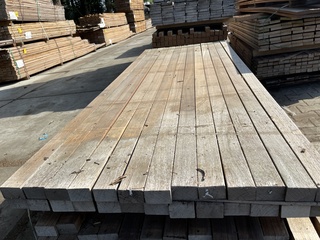 Ca. 156x Guyana Teak regels geschaafd, 45x70mm, lengte 245cm